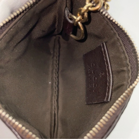 Gucci Dark Leather Wristlet with Gold Chain - Picture 7 of 14